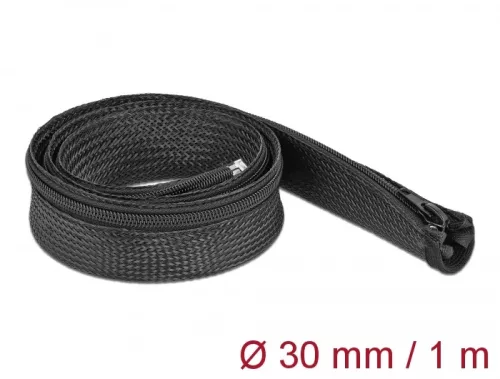 Delock Befont karmantyú zipzáras szorítóval 1 m x 30 mm-es fekete (DL-19165)