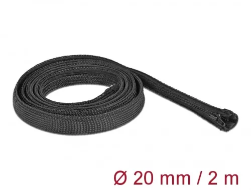 Delock Befont karmantyú zipzáras szorítóval 2 m x 20 mm-es fekete (DL-19167)