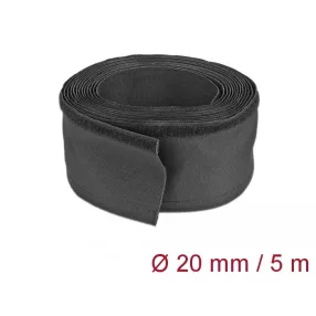   Delock Szőtt tépőzáras karmantyú 5 m x 20 mm-es, fekete (DL-19190)