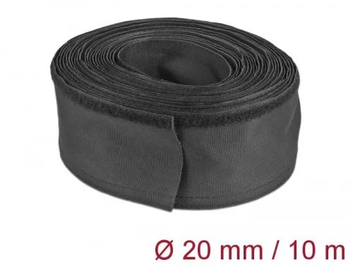 Delock Szőtt tépőzáras karmantyú 10 m x 20 mm-es, fekete (DL-19193)
