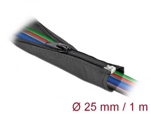 Delock Szőtt önzáródó karmantyú 1 m x 25 mm-es fekete (DL-19217)