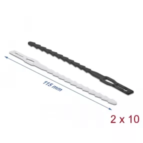  Delock Újrahasználható, villám-alakú kábel rögzítő szorító fűzőlyuk nyílással H 115 mm x Sz 4,5 mm, (DL-19317)