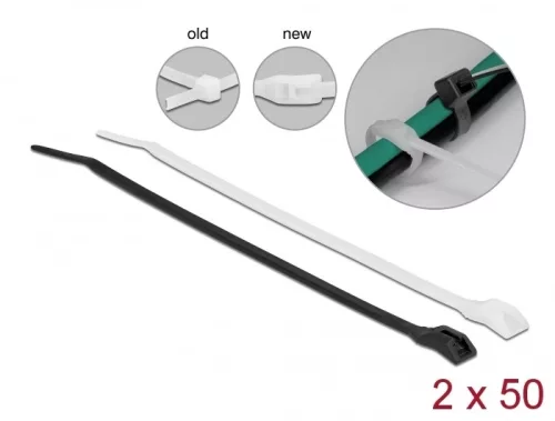 Delock Kábelkötegelő lapos fejrésszel hossza 110 mm szélessége 2,5 mm, 100 db. (DL-19464)