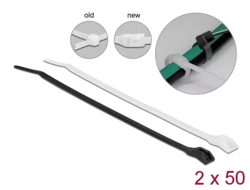 Delock Kábelkötegelő lapos fejrésszel hossza 280 mm szélessége 4,6 mm, 100 db. (DL-19490)