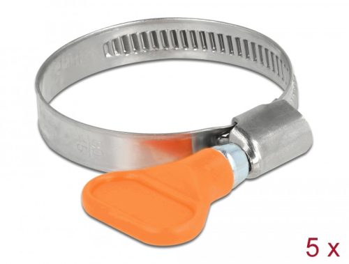 Delock Tömlőbilincs pillangó fogantyúval rozsdamentes acél 400 SS 30 - 45 mm 5 db. narancssárga
