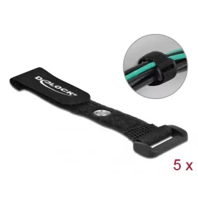   Delock Befűzős kábelkötegelő tépőzárral és szorító karikával hossza 150 mm, szélessége 20 mm, 5 db. (DL-19537)