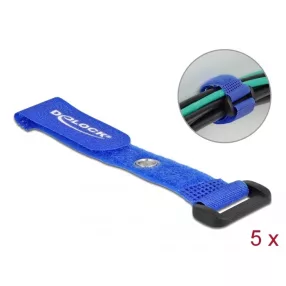   Delock Befűzős kábelkötegelő tépőzárral és szorító karikával hossza 150 mm, szélessége 20 mm, 5 db. (DL-19539)