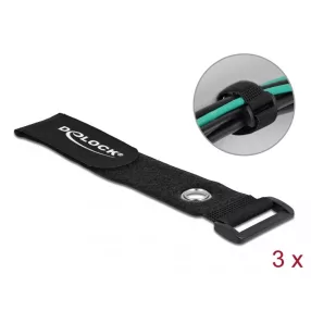   Delock Befűzős kábelkötegelő tépőzárral és szorító karikával hossza 280 mm, szélessége 38 mm, 3 db. (DL-19549)