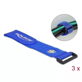   Delock Befűzős kábelkötegelő tépőzárral és szorító karikával hossza 280 mm, szélessége 38 mm, 3 db. (DL-19551)