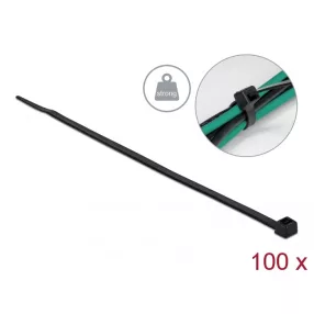   Delock Kábelkötöző magas szakítószilárdsággal hossza 200 x szélessége 4,8 mm, 100 db. Fekete (DL-19559)