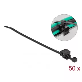  Delock Kábelkötöző szegélycsipesszel hossza 200 x szélessége 4,8 mm, 50 db. Fekete (DL-19565)