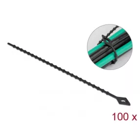   Delock Újrahasználható kötöző Hx 150 x Sz 2,4 mm 100 db. Fekete (DL-19568)