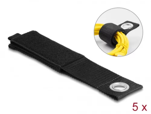 Delock Nagy teherbírású tépőzáras pánt szorító szemmel hossza 508 x szélessége 50 mm, 5 db. fekete (DL-19573)