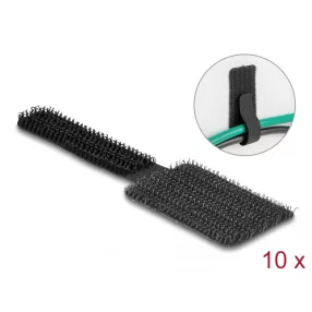   Delock Mini tépőzáras kábeltartó hossza 90 mm és szélessége 24 mm, 10 db. fekete, öntapadós (DL-19582)