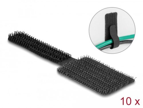 Delock Mini tépőzáras kábeltartó hossza 90 mm és szélessége 24 mm, 10 db. fekete, öntapadós