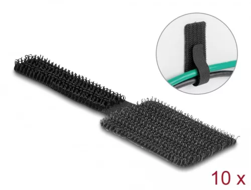 Delock Mini tépőzáras kábeltartó hossza 90 mm és szélessége 24 mm, 10 db. fekete, öntapadós (DL-19582)