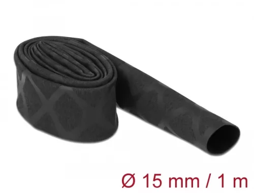 Delock Zsugorcső X-mintás nem csúszós 1 m x 15 mm fekete (DL-19586)