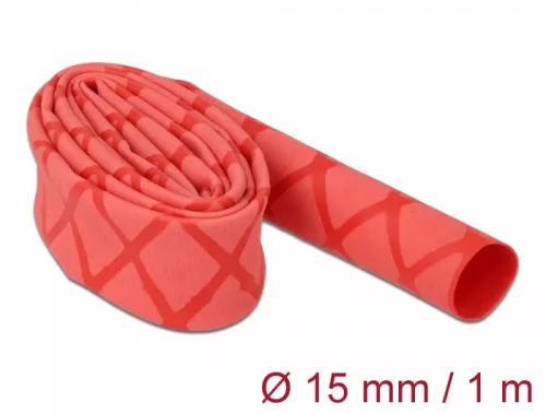 Delock Zsugorcső X-mintás nem csúszós 1 m x 15 mm piros (DL-19591)