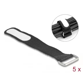   Delock Tépőzáras kábelkötegelő horoggal és feliratozható felülettel Hx 127 mm és Sz 20 mm 5 db. fekete (DL-19603)