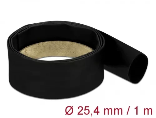 Delock Fekete, hőre szűkülő tubus 1 m x 25,4 mm méretű szűkülési aránya 4:1 (DL-20663)