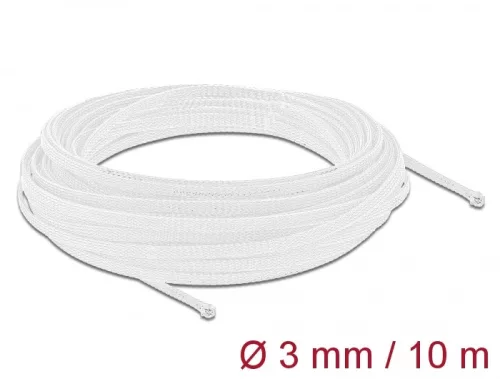 Delock Fonott kábelharisnya nyújtható 10 m x 3 mm fehér (DL-20692)
