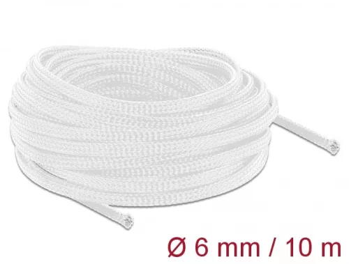 Delock Fonott kábelharisnya nyújtható 10 m x 6 mm fehér (DL-20693)