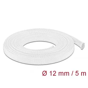   Delock Fonott kábelharisnya nyújtható 5 m x 12 mm fehér (DL-20694)
