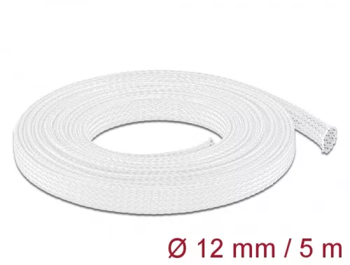 Delock Fonott kábelharisnya nyújtható 5 m x 12 mm fehér (DL-20694)