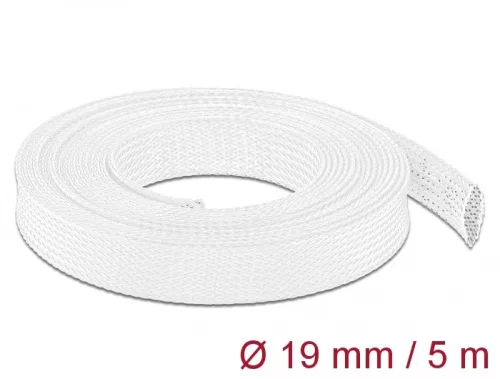 Delock Fonott kábelharisnya nyújtható 5 m x 19 mm fehér (DL-20695)