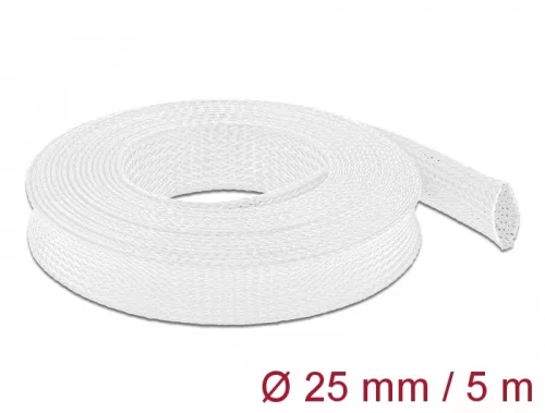 Delock Fonott kábelharisnya nyújtható 5 m x 25 mm fehér (DL-20696)