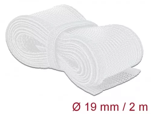 Delock Fonott kábelharisnya tépőzárral 2 m x 19 mm fehér (DL-20702)