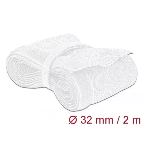   Delock Fonott kábelharisnya tépőzárral 2 m x 32 mm fehér (DL-20703)