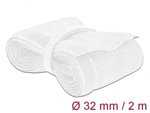 Delock Fonott kábelharisnya tépőzárral 2 m x 32 mm fehér (DL-20703)