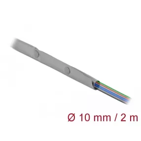   Delock Kábelkarmantyú patent szorítóval 2 m x 10 mm szürke / fekete (DL-20725)