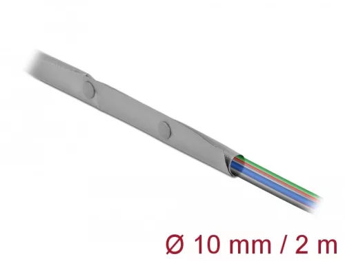 Delock Kábelkarmantyú patent szorítóval 2 m x 10 mm szürke / fekete (DL-20725)