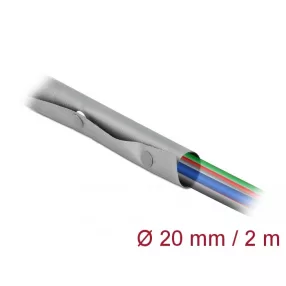   Delock Kábelkarmantyú patent szorítóval 2 m x 20 mm szürke / fekete (DL-20726)