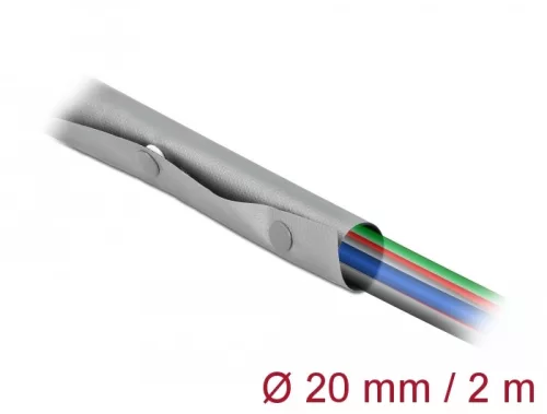 Delock Kábelkarmantyú patent szorítóval 2 m x 20 mm szürke / fekete (DL-20726)