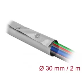  Delock Kábelkarmantyú patent szorítóval 2 m x 30 mm szürke / fekete (DL-20727)