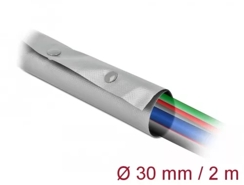 Delock Kábelkarmantyú patent szorítóval 2 m x 30 mm szürke / fekete (DL-20727)