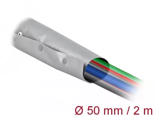 Delock Kábelkarmantyú patent szorítóval 2 m x 50 mm szürke / fekete (DL-20728)