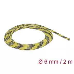   Delock Fonott kábelharisnya nyújtható 2 m x 6 mm fekete-sárga (DL-20737)
