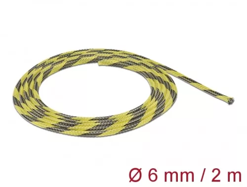 Delock Fonott kábelharisnya nyújtható 2 m x 6 mm fekete-sárga (DL-20737)