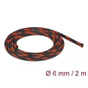   Delock Fonott kábelharisnya nyújtható 2 m x 6 mm fekete-piros (DL-20738)