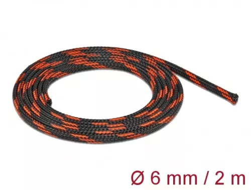 Delock Fonott kábelharisnya nyújtható 2 m x 6 mm fekete-piros (DL-20738)