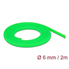   Delock Fonott kábelharisnya nyújtható 2 m x 6 mm zöld (DL-20739)