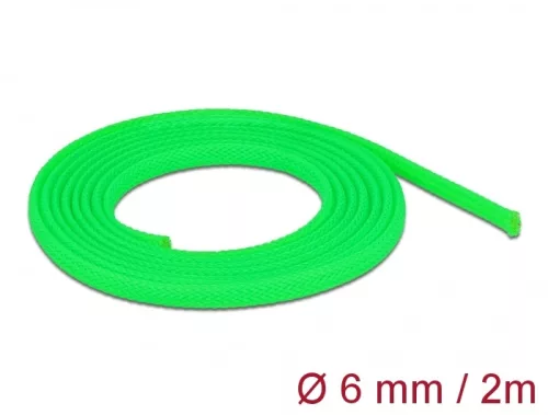 Delock Fonott kábelharisnya nyújtható 2 m x 6 mm zöld (DL-20739)