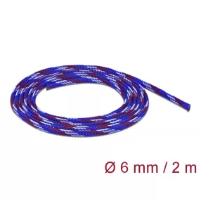   Delock Fonott kábelharisnya nyújtható 2 m x 6 mm kék-piros-fehér (DL-20741)