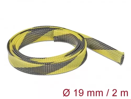 Delock Fonott kábelharisnya nyújtható 2 m x 19 mm fekete-sárga (DL-20742)