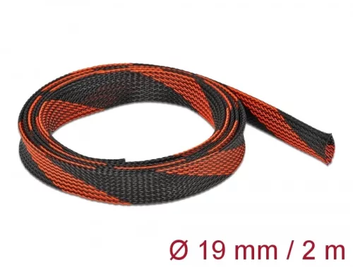Delock Fonott kábelharisnya nyújtható 2 m x 19 mm fekete-piros (DL-20743)