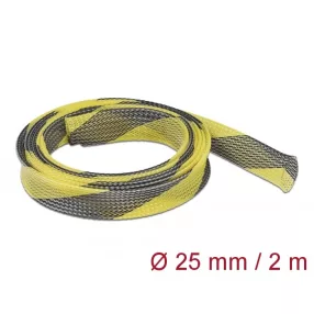   Delock Fonott kábelharisnya nyújtható 2 m x 25 mm fekete-sárga (DL-20747)